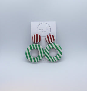 Christmassy Christmas - Stripey Circle Dangles