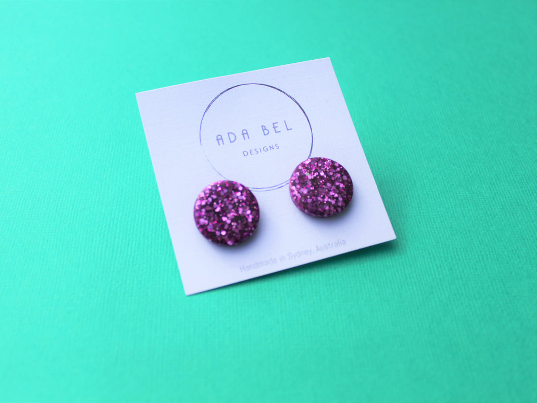 GLITTER FEVER- MATTE PURPLE Round Stud