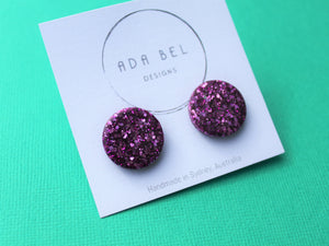 GLITTER FEVER- MATTE PURPLE Round Stud